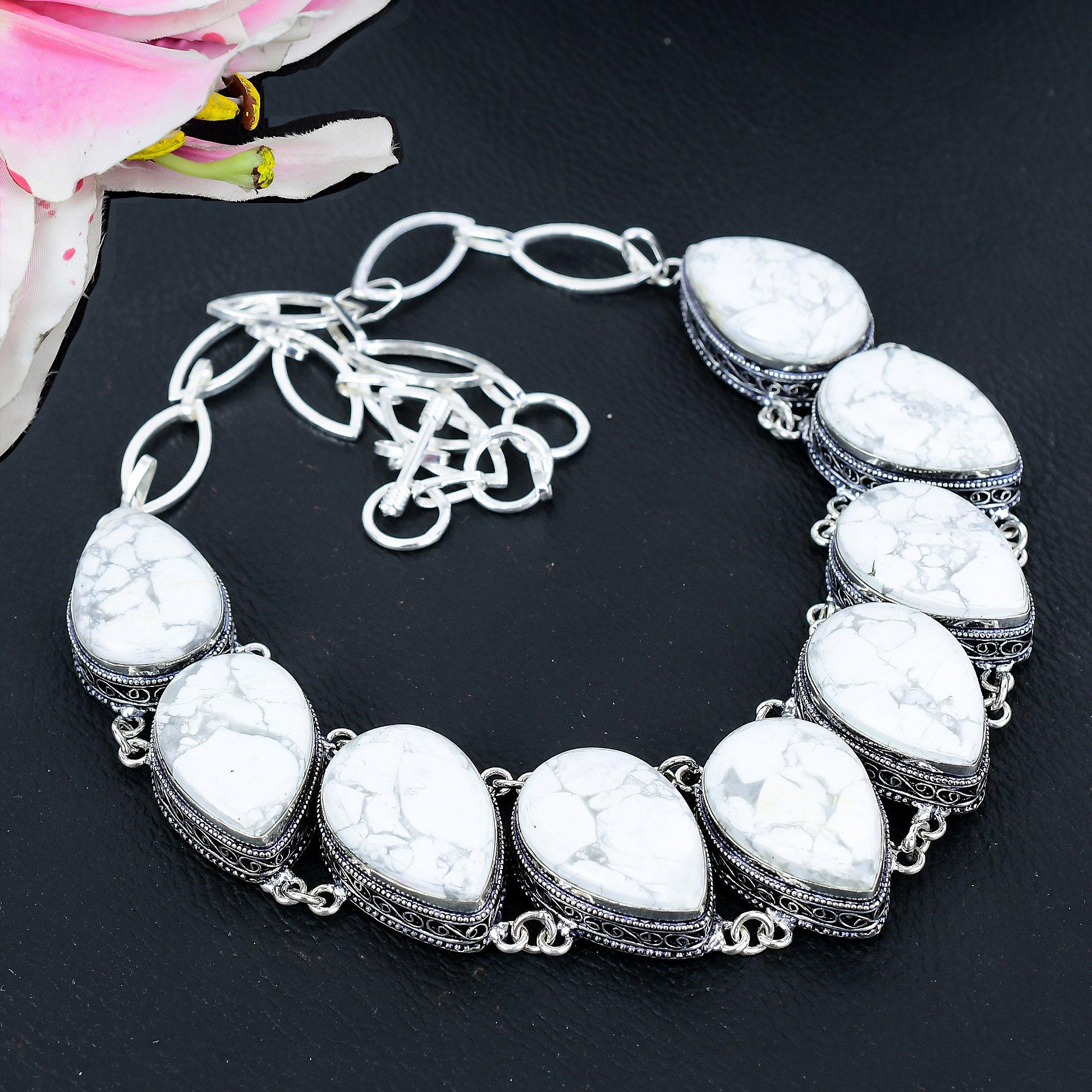 Howlite Jasper Gemstone Handmade 925 Sterling Silver Jewelry Necklace 18 KG-1636
Howlite Jasper Gemstone Handmade 925 Sterling Silver Jewelry Necklace 18 KG-1636
