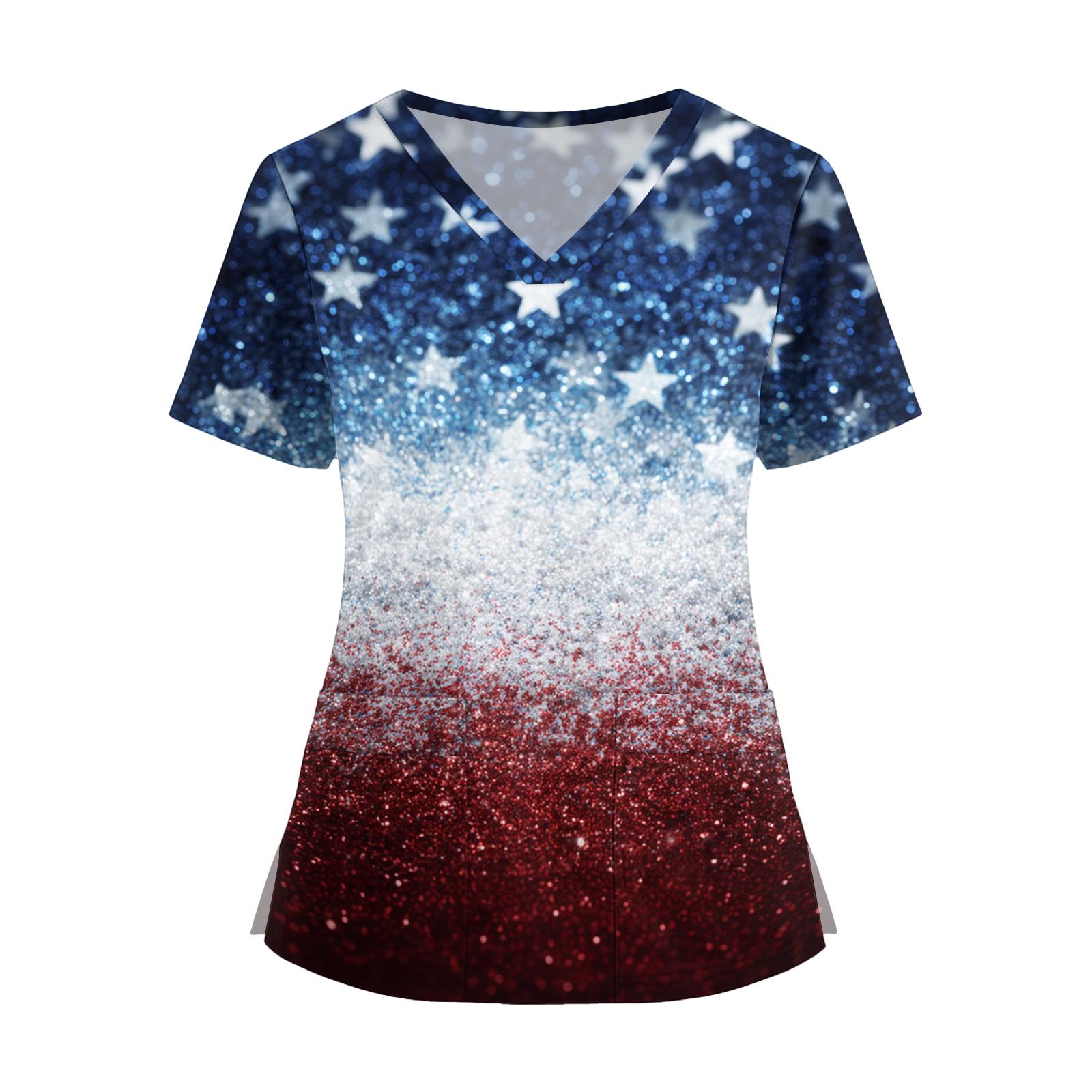 Women s V Neck Short Sleeve Work Top with Pockets Split Hem Floral and Flag Print Medical Uniform Shirt for Healthcare Professionals L
Women s V Neck Short Sleeve Work Top with Pockets Split Hem Floral and Flag Print Medical Uniform Shirt for Healthcare Professionals L
