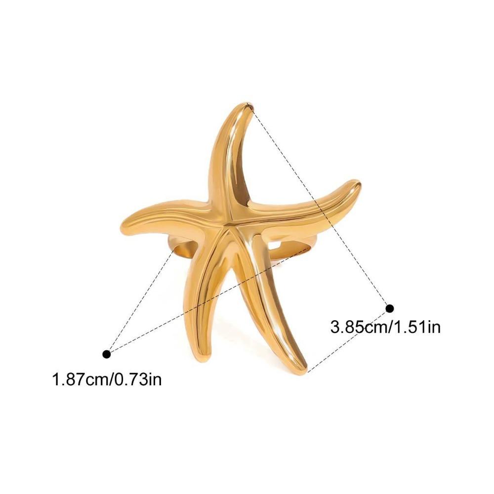 Stainless Steel Starfish Ring Gold Color Ocean Style Ring Adjustable Open Ring Hand Jewelry Style 3
Stainless Steel Starfish Ring Gold Color Ocean Style Ring Adjustable Open Ring Hand Jewelry Style 3
