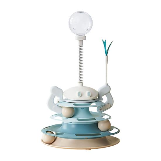 Игрушка для кошек с поворотным столом, 3-уровневая роликовая дорожка, башня для кошек, игрушка с перьями и шариками, интерактивная головоломка для кошек, живущих в помещении синий
Игрушка для кошек с поворотным столом, 3-уровневая роликовая дорожка, башня для кошек, игрушка с перьями и шариками, интерактивная головоломка для кошек, живущих в помещении синий