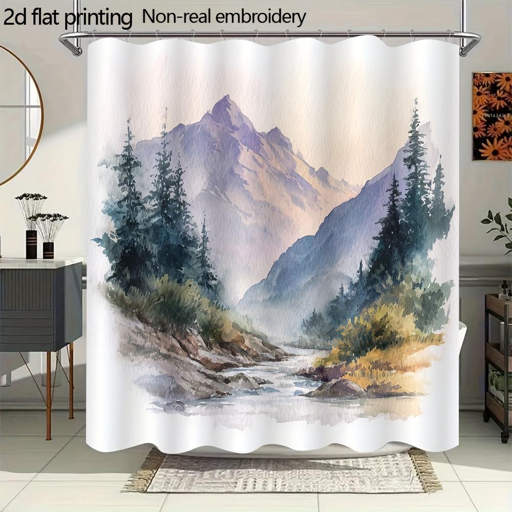 Watercolor Mountain Stream Landscape Shower Curtain 1Pc With 12 Hooks For Bathroom Home Decor Polyester Print 70.8X70.8 Inch W60H190(CM)-1 Pcs
Watercolor Mountain Stream Landscape Shower Curtain 1Pc With 12 Hooks For Bathroom Home Decor Polyester Print 70.8X70.8 Inch W60H190(CM)-1 Pcs