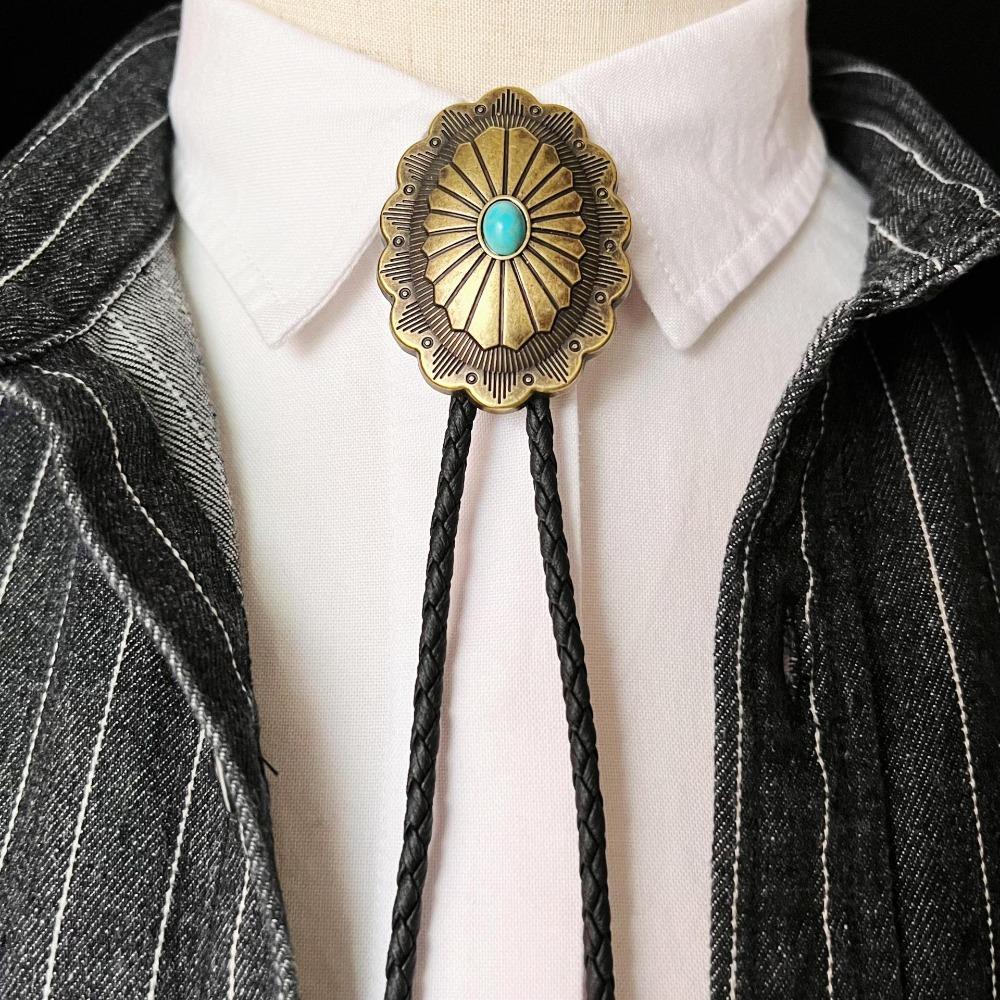 PU Woven Rope Turquoise Bolo Tie Western Country Style Brass Carved Flowers Necktie Party Style 2
PU Woven Rope Turquoise Bolo Tie Western Country Style Brass Carved Flowers Necktie Party Style 2