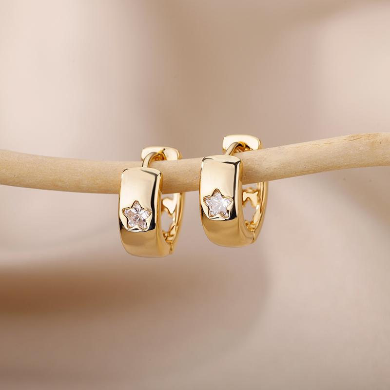 Zircon Star Hoop Earrings for Women Stainless Steel Gold Color Round Huggie Earrings Trend Wedding Jewelry pendientes mujer
Zircon Star Hoop Earrings for Women Stainless Steel Gold Color Round Huggie Earrings Trend Wedding Jewelry pendientes mujer