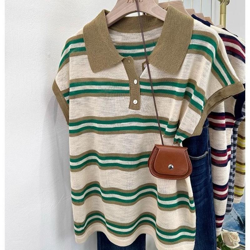 Summer Women s Polo T-shirt Retro Contrasting Color Loose Slimming T-shirt Polo Collar Short Sleeve Summer 3XL зелений
Summer Women s Polo T-shirt Retro Contrasting Color Loose Slimming T-shirt Polo Collar Short Sleeve Summer 3XL зелений