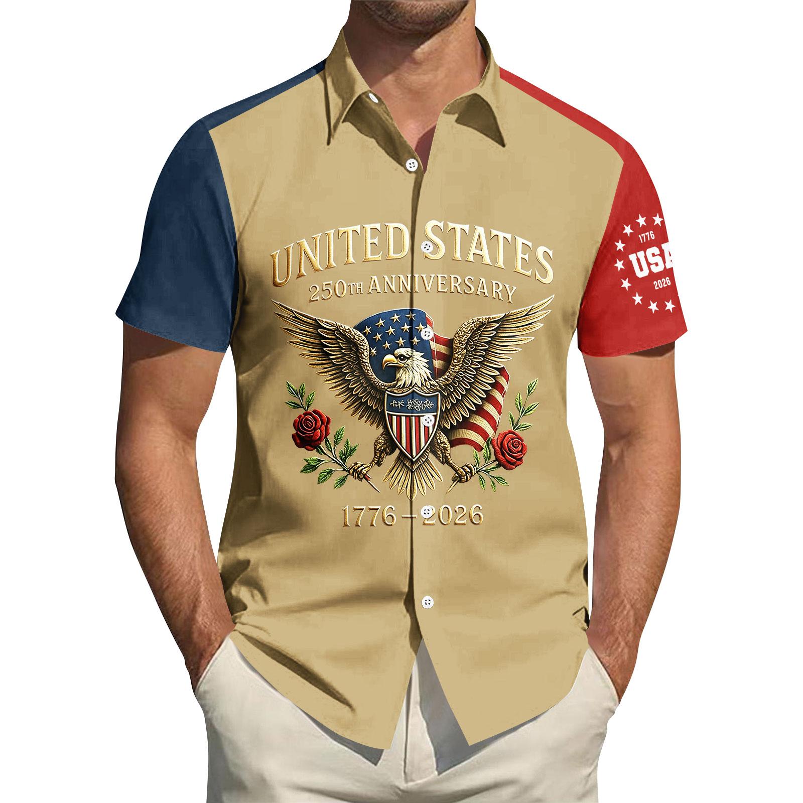 Men s Short Sleeve Button Up Shirt Casual Sport Shirt with Printed Eagle and Anniversary Design Lightweight Breathable Fabric for Summer S хакі
Men s Short Sleeve Button Up Shirt Casual Sport Shirt with Printed Eagle and Anniversary Design Lightweight Breathable Fabric for Summer S хакі