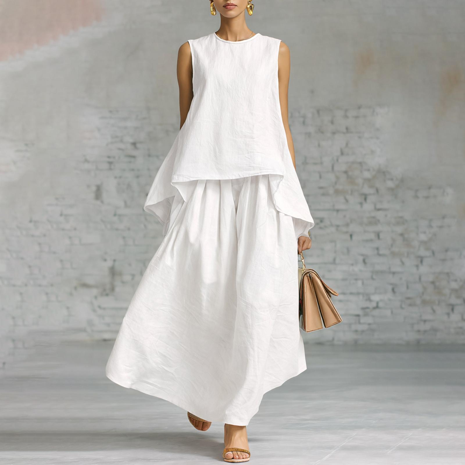 Women s Color Fashionable Sleeveless Top And Skirt XL білий
Women s Color Fashionable Sleeveless Top And Skirt XL білий