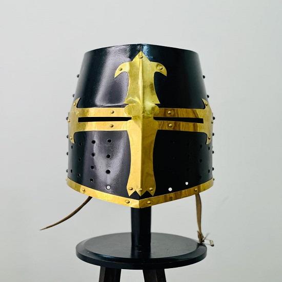 Blackened Templar Helmet | Holy Brass Cross Crusader Medieval Knight Armor Mild Steel Helmet
Blackened Templar Helmet | Holy Brass Cross Crusader Medieval Knight Armor Mild Steel Helmet