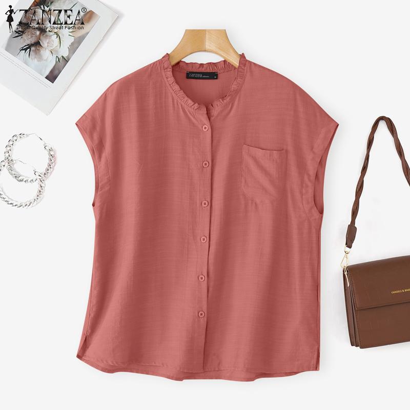 ZANZEA Oversized Women Blouse Ruffled Round Neck Short Sleeve Button Down Solid Casual Tops 3XL рожевий
ZANZEA Oversized Women Blouse Ruffled Round Neck Short Sleeve Button Down Solid Casual Tops 3XL рожевий