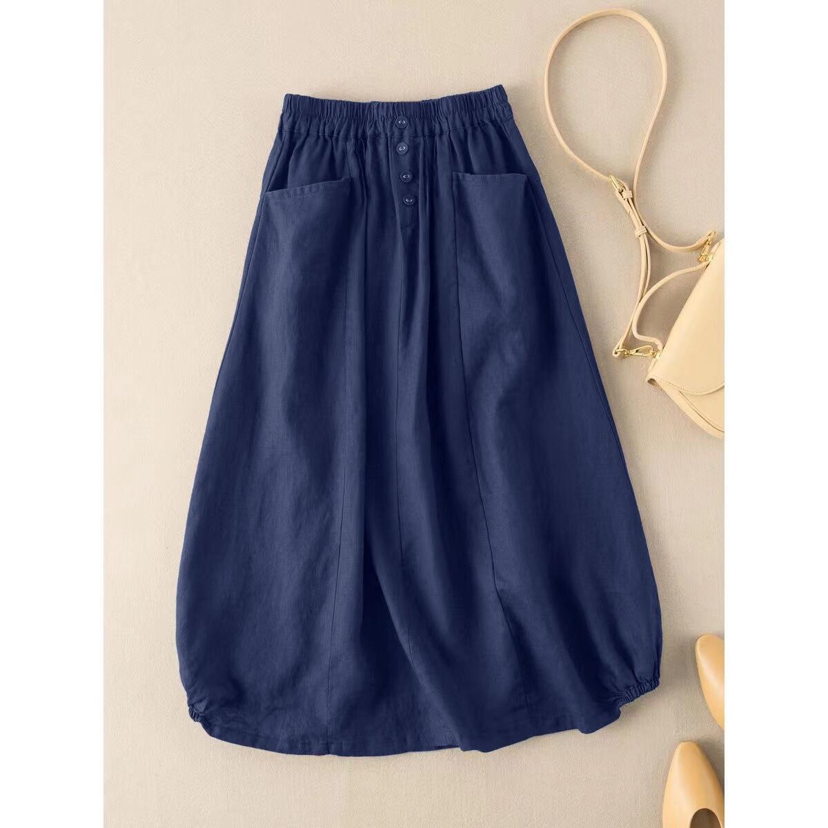 women s Elastic High Waist Cotton Linen Lantern Skirt Casual Loose Midi Skirt With Pockets 4XL Темно-синій
women s Elastic High Waist Cotton Linen Lantern Skirt Casual Loose Midi Skirt With Pockets 4XL Темно-синій