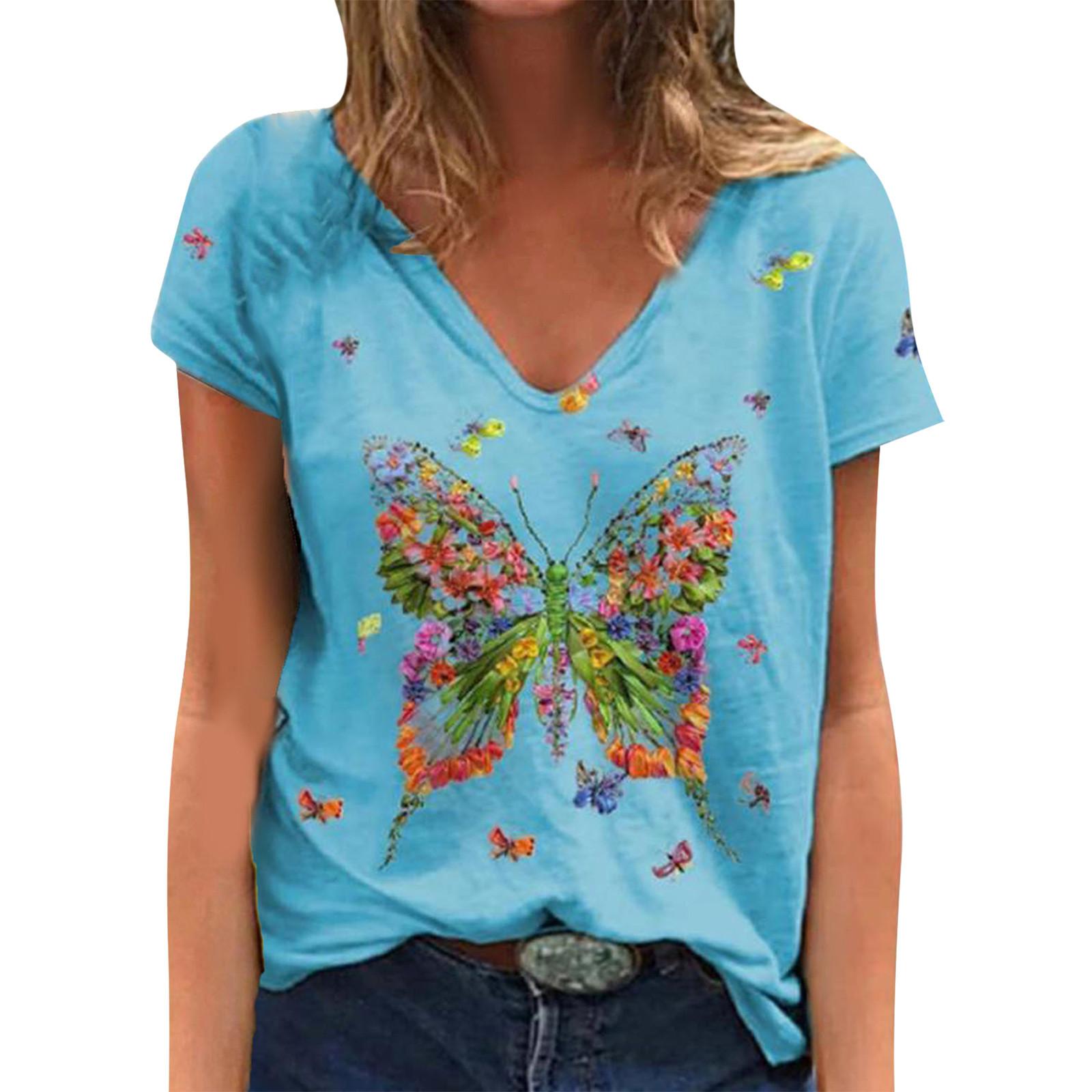 Летняя мода Свободная блузка с принтом бабочки и футболками с глубоким V-образным вырезом и короткими рукавами XXL синий
Летняя мода Свободная блузка с принтом бабочки и футболками с глубоким V-образным вырезом и короткими рукавами XXL синий