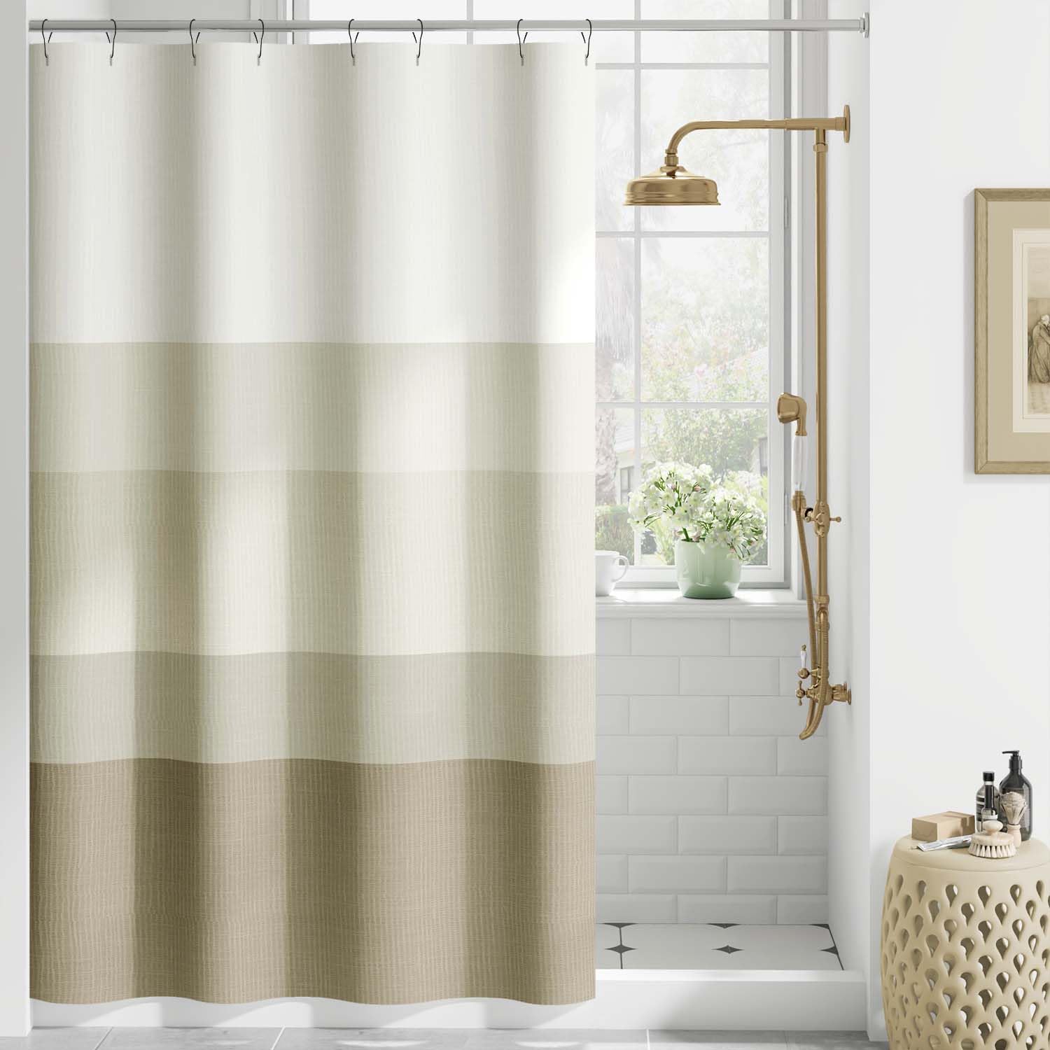 Vikama Nordic Gradient Stripe Shower Curtain Waterproof And Mould Resistant Home Bathroom Partition Curtain Home Decor W60H190(CM)-1 Pcs
Vikama Nordic Gradient Stripe Shower Curtain Waterproof And Mould Resistant Home Bathroom Partition Curtain Home Decor W60H190(CM)-1 Pcs