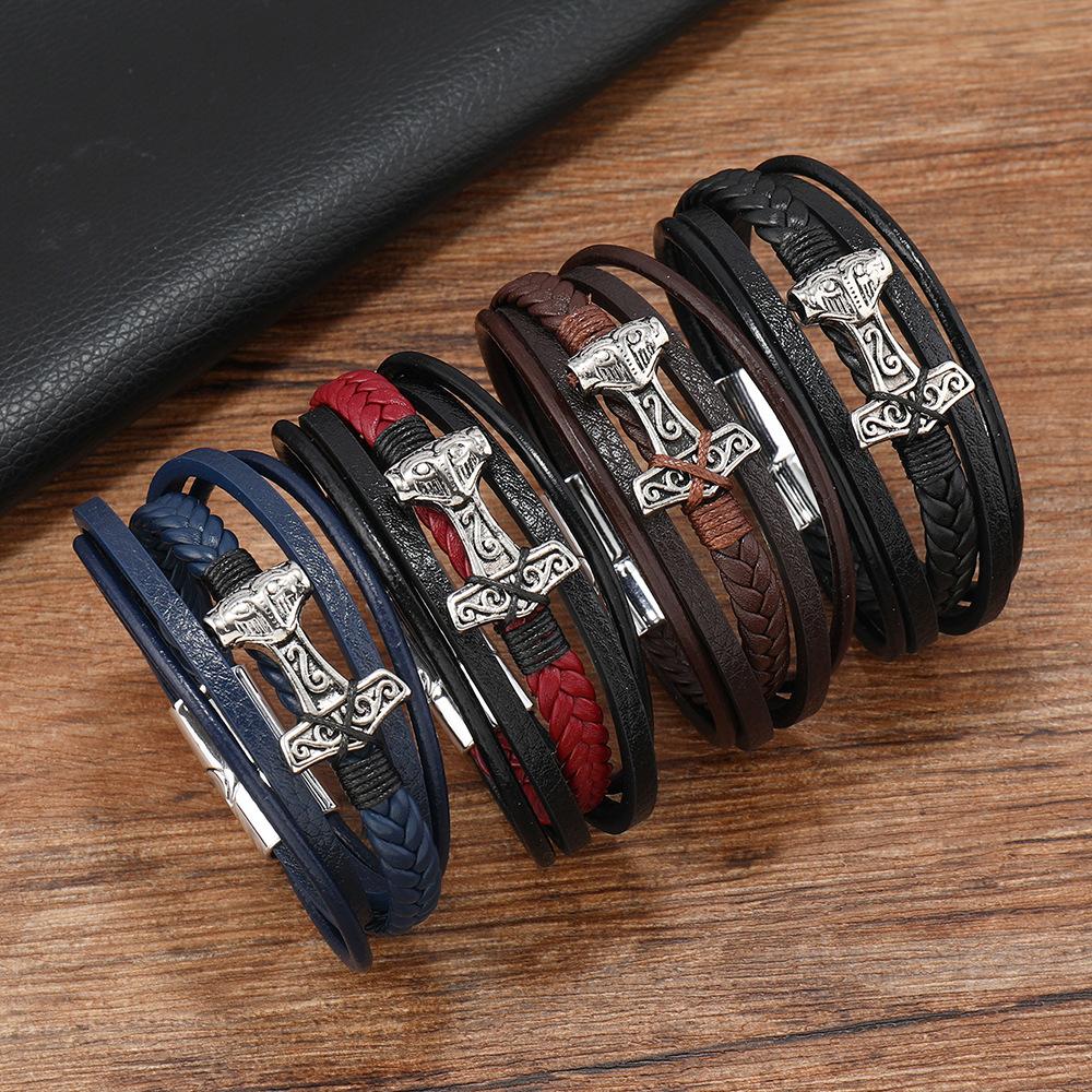 Leather Braided Bracelet for Men Vintage Thor s Hammer Wrap Cuff Wirstband темно-синього кольору
Leather Braided Bracelet for Men Vintage Thor s Hammer Wrap Cuff Wirstband темно-синього кольору