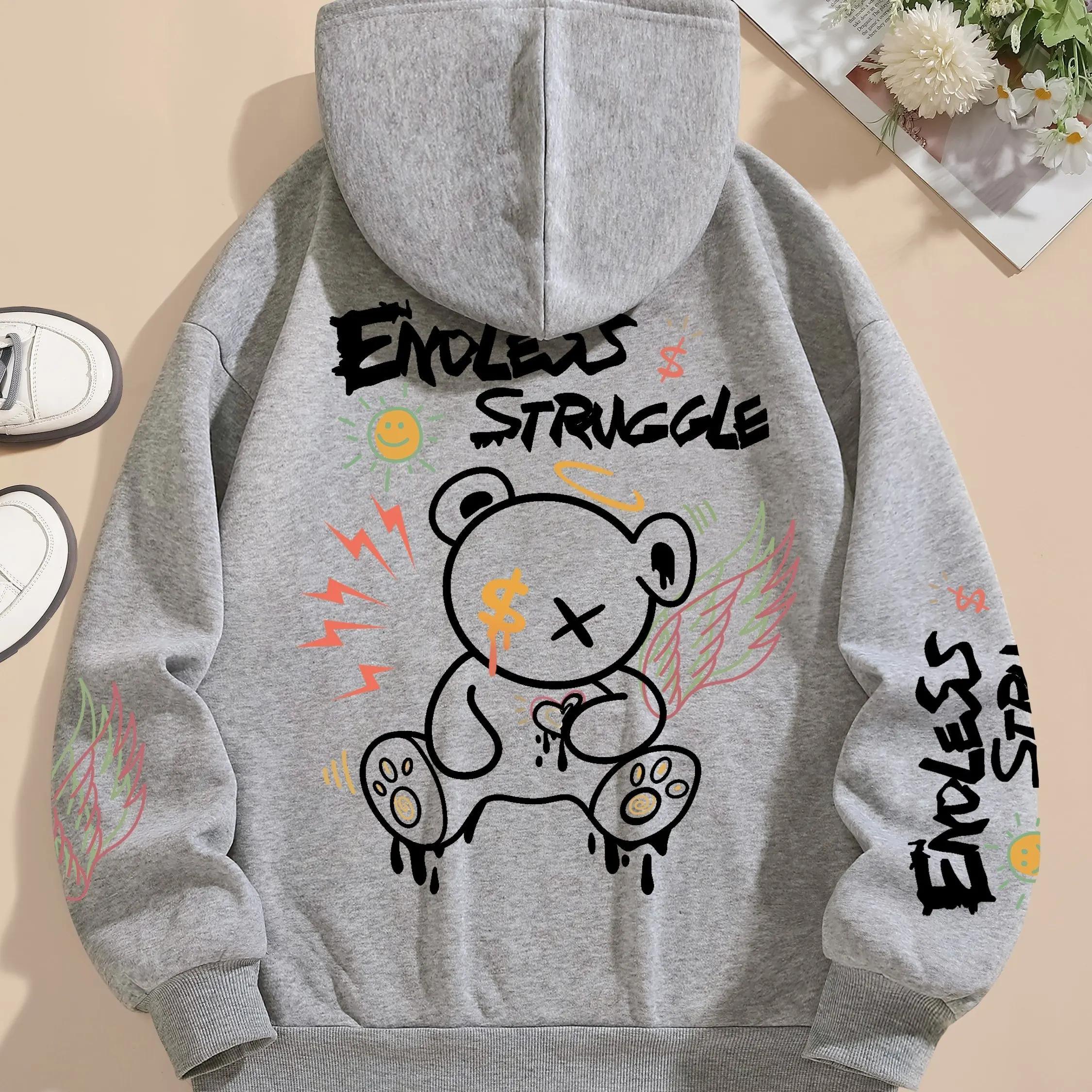 Уличные мужские и женские толстовки Endless Struggle с принтом медведя-граффити, худи, свободный комплект из толстовок, спортивная одежда, повседневная S
Уличные мужские и женские толстовки Endless Struggle с принтом медведя-граффити, худи, свободный комплект из толстовок, спортивная одежда, повседневная S