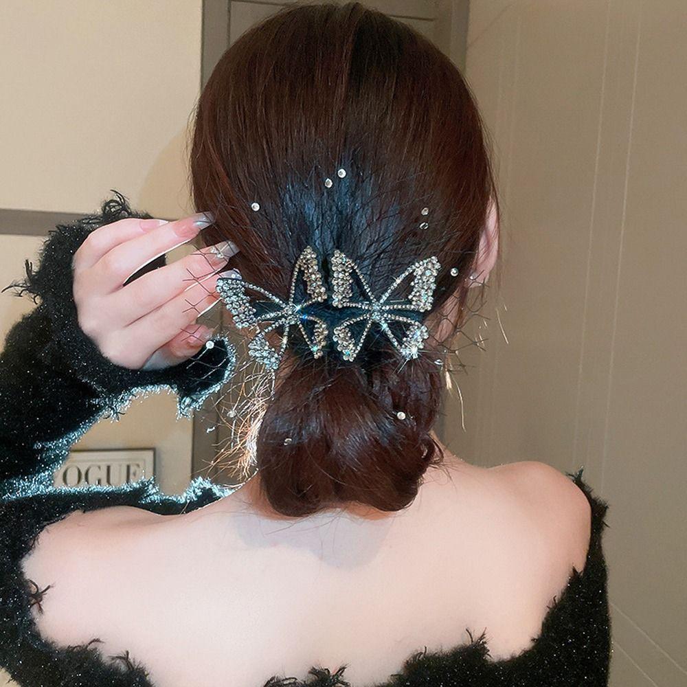 Ponytail Holder Crystal Butterfly Hair Clips Women Hairpins Korean Barrettes Elegant Spring Clips
Ponytail Holder Crystal Butterfly Hair Clips Women Hairpins Korean Barrettes Elegant Spring Clips