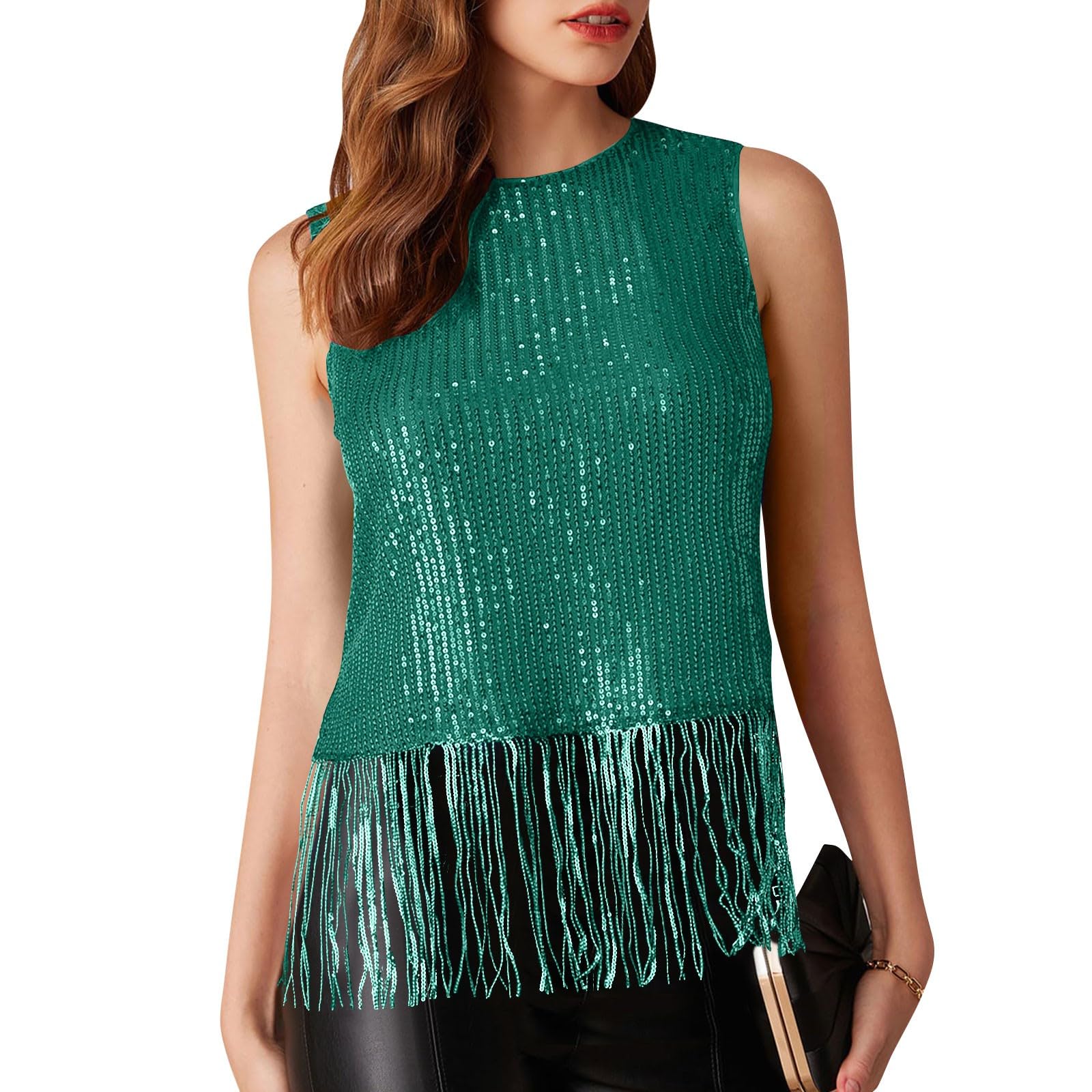 Women s Sleeveless Sequin Fringe Crop Top Party Vest Round Neck Short Length Stylish Design for Evening Events XL зелений
Women s Sleeveless Sequin Fringe Crop Top Party Vest Round Neck Short Length Stylish Design for Evening Events XL зелений