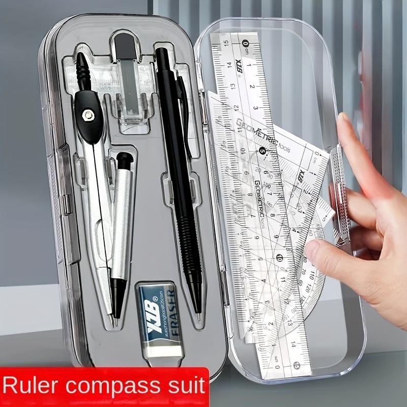 Transparent Plastic Geometry Compass and Ruler Set - Durable Drawing Tools Kit with Protractor, Triangle, and Eraser for School чорний
Transparent Plastic Geometry Compass and Ruler Set - Durable Drawing Tools Kit with Protractor, Triangle, and Eraser for School чорний
