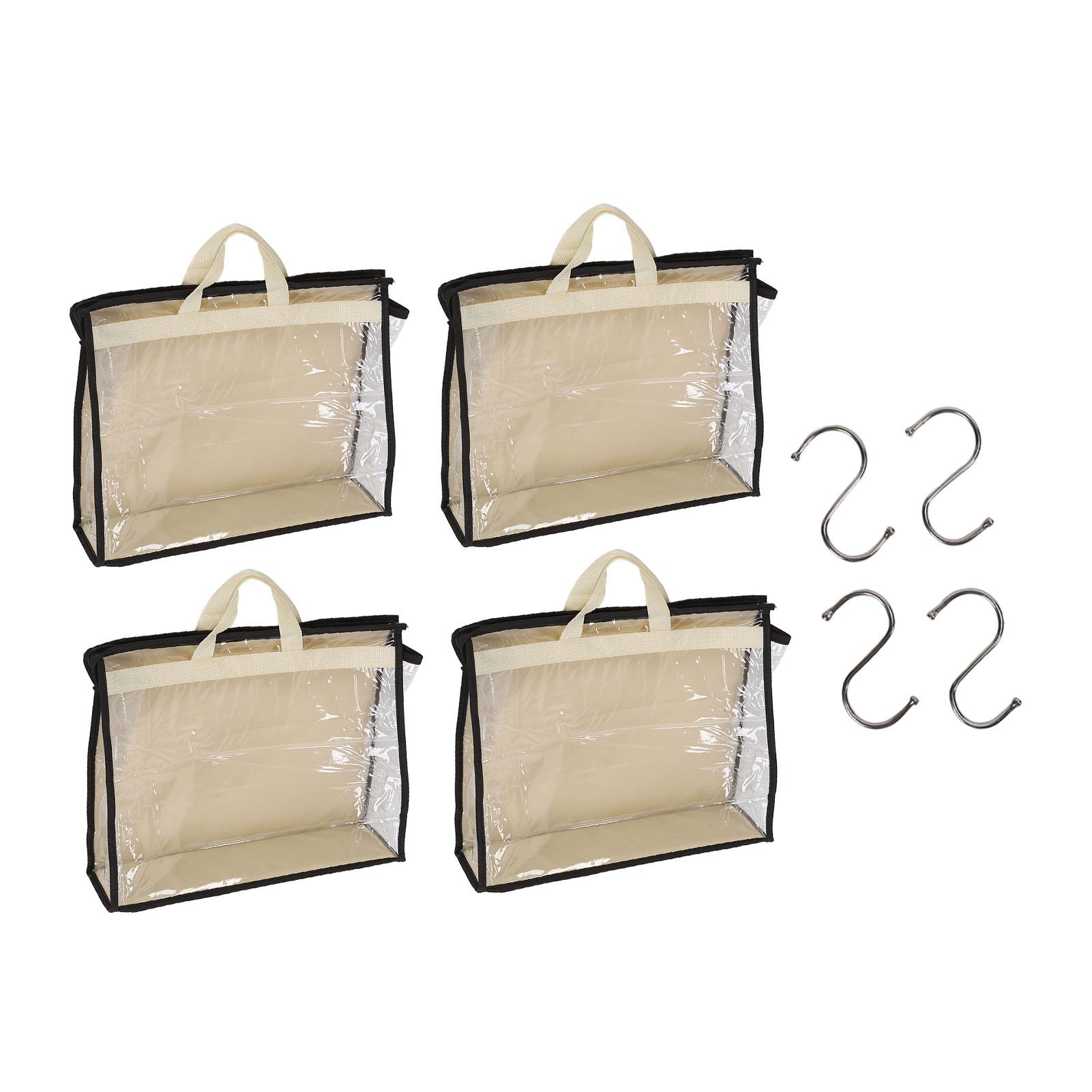 4Pcs Purse Dust Bags Nonwoven Fabrics Transparent PVC Waterproof 4 Sizes Handbag Storage Organizer with S Hooks
4Pcs Purse Dust Bags Nonwoven Fabrics Transparent PVC Waterproof 4 Sizes Handbag Storage Organizer with S Hooks