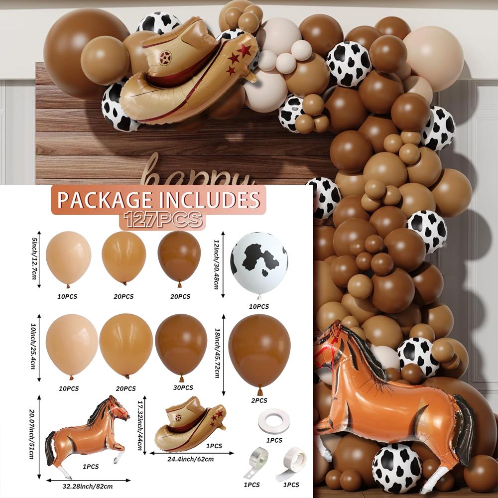 127pcs Western Cowboy & Farmhouse Party Balloon Garland Set - Perfect for Horse Racing Festivals, Birthday Parties and More Other
127pcs Western Cowboy & Farmhouse Party Balloon Garland Set - Perfect for Horse Racing Festivals, Birthday Parties and More Other