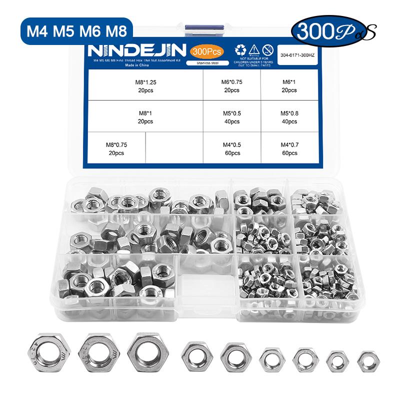 NINDEJIN Fine Thread Nut Set 90pcs 300pcs M4-M16 Stainless Steel Hexagon Nut Metric Fine Thread Pitch Hex Nut Assortment Kit
NINDEJIN Fine Thread Nut Set 90pcs 300pcs M4-M16 Stainless Steel Hexagon Nut Metric Fine Thread Pitch Hex Nut Assortment Kit