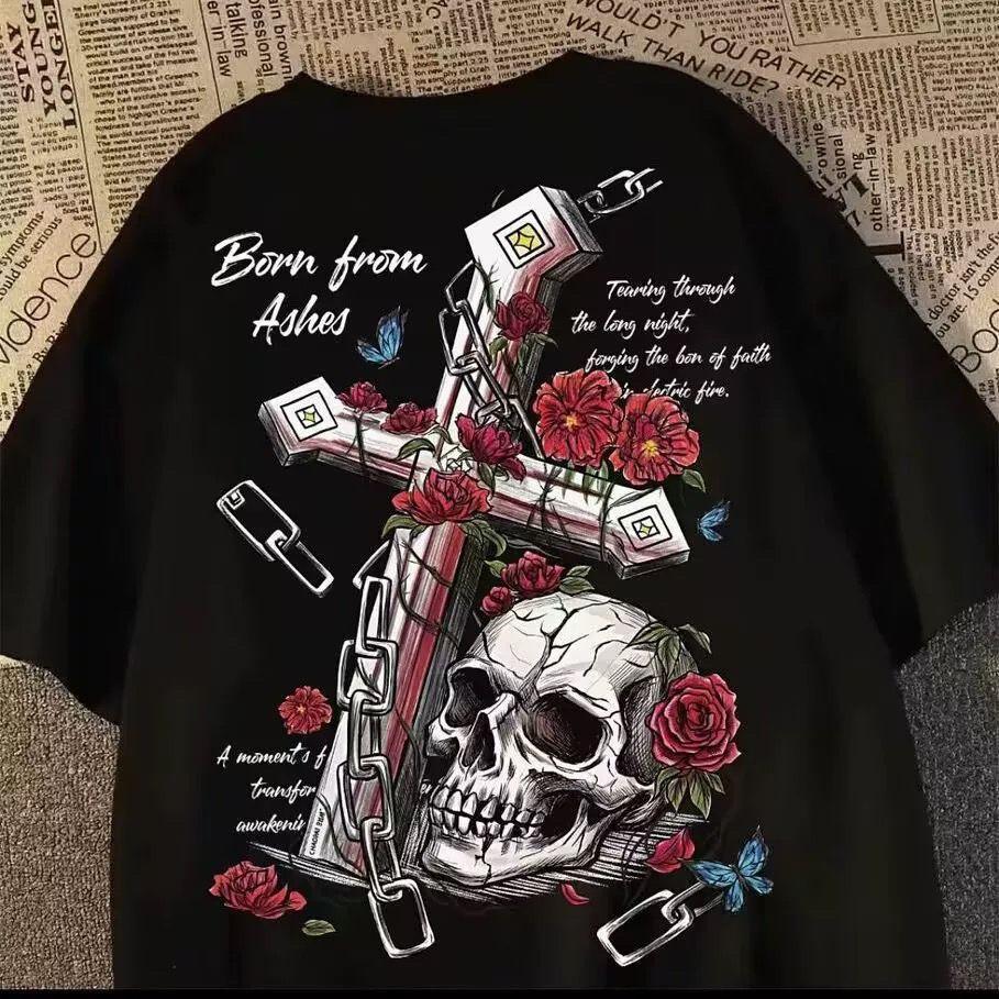 New Fashion Skull Cross Graphic Print High Quality Summer Unisex Fashion Loose Breathable Crew Neck Short Sleeve Top S разноцветный
New Fashion Skull Cross Graphic Print High Quality Summer Unisex Fashion Loose Breathable Crew Neck Short Sleeve Top S разноцветный