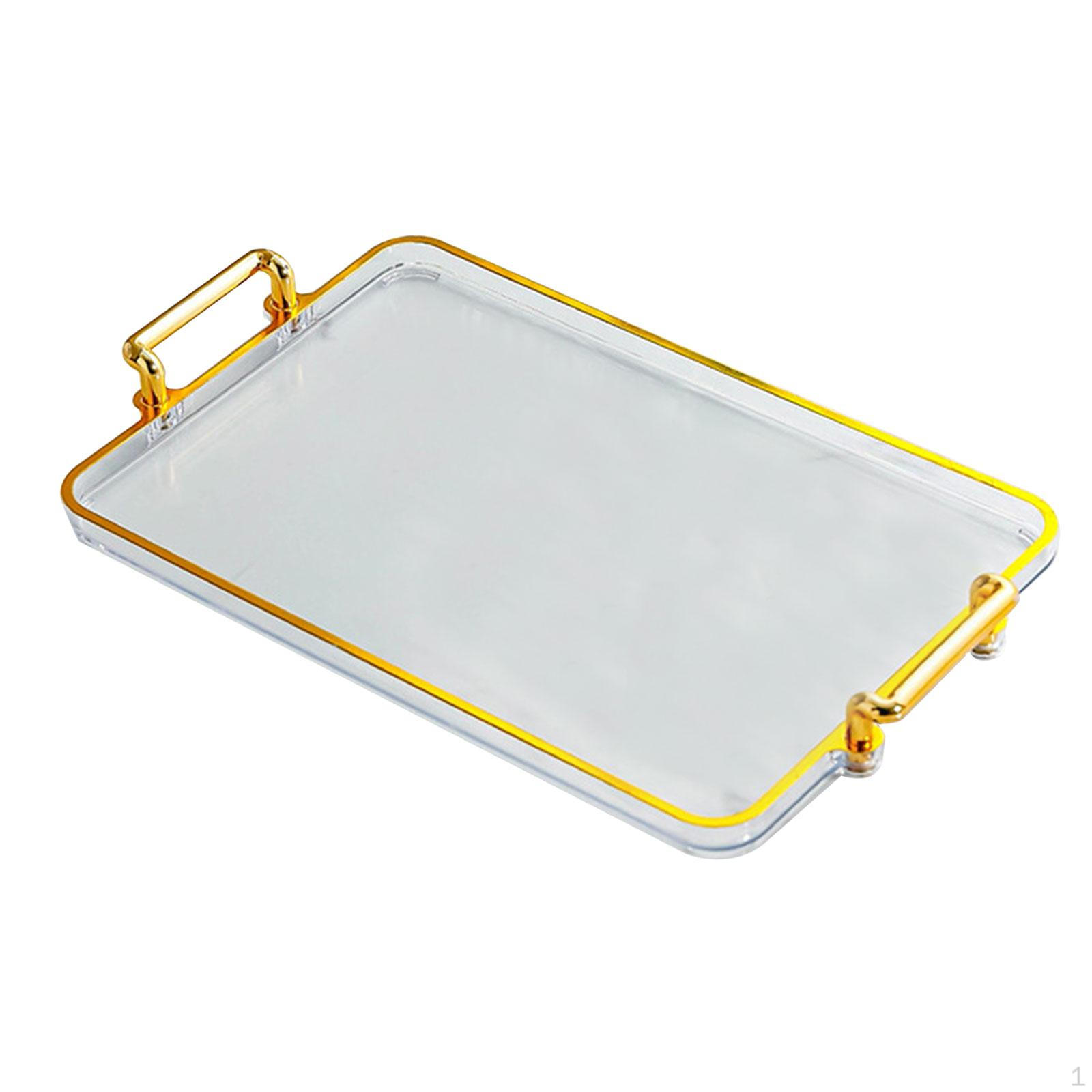 Decorative Tray for Serving Food And Drinks Ideal Housewarming Events Clear Gold Edge
Decorative Tray for Serving Food And Drinks Ideal Housewarming Events Clear Gold Edge