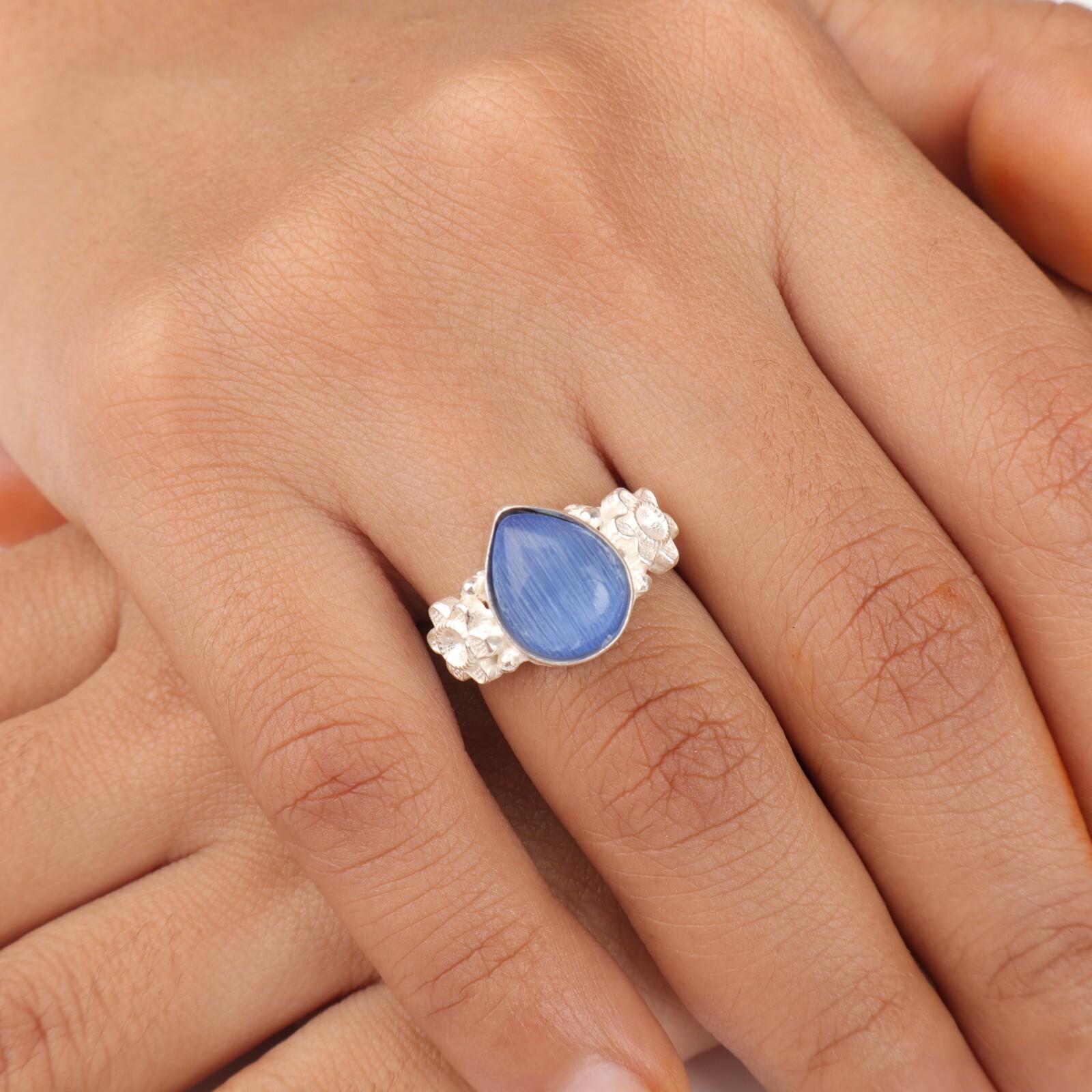 Темно-синий камень кошачий глаз Ювелирные изделия из штампованного серебра 925 пробы Ручной работы Кольцо в форме груши RR-59-40 13
Темно-синий камень кошачий глаз Ювелирные изделия из штампованного серебра 925 пробы Ручной работы Кольцо в форме груши RR-59-40 13