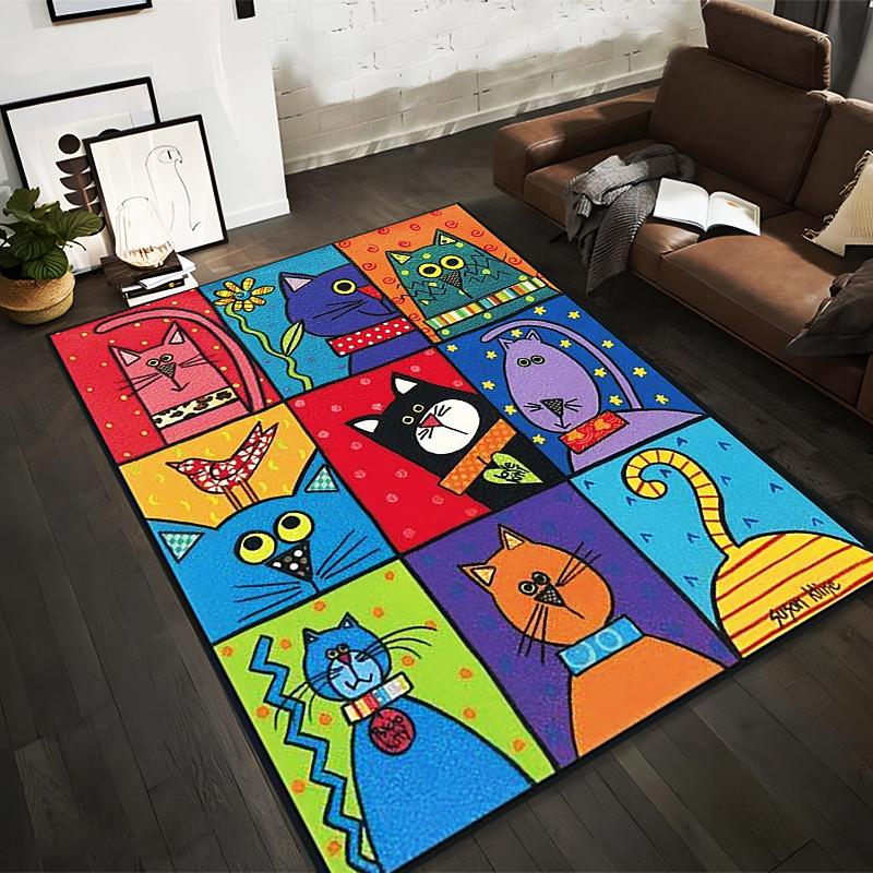 Colorful Artistic Carpet Featuring Whimsical Cats in Vibrant Abstract Patterns Suitable for use as an anti-slip for room and bedroom sofas 40x60cm( 15x23in )
Colorful Artistic Carpet Featuring Whimsical Cats in Vibrant Abstract Patterns Suitable for use as an anti-slip for room and bedroom sofas 40x60cm( 15x23in )