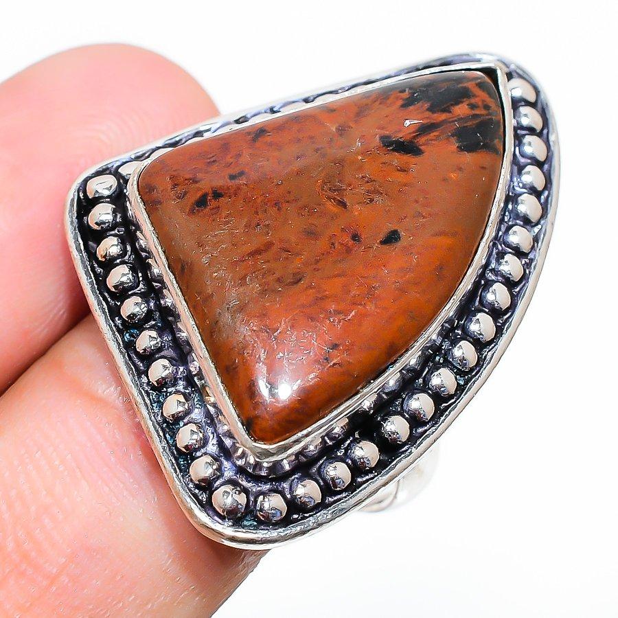 Кольцо из стерлингового серебра 925 пробы с натуральным обсидианом красного дерева, размер 8,5 p4c53 
Кольцо из стерлингового серебра 925 пробы с натуральным обсидианом красного дерева, размер 8,5 p4c53
