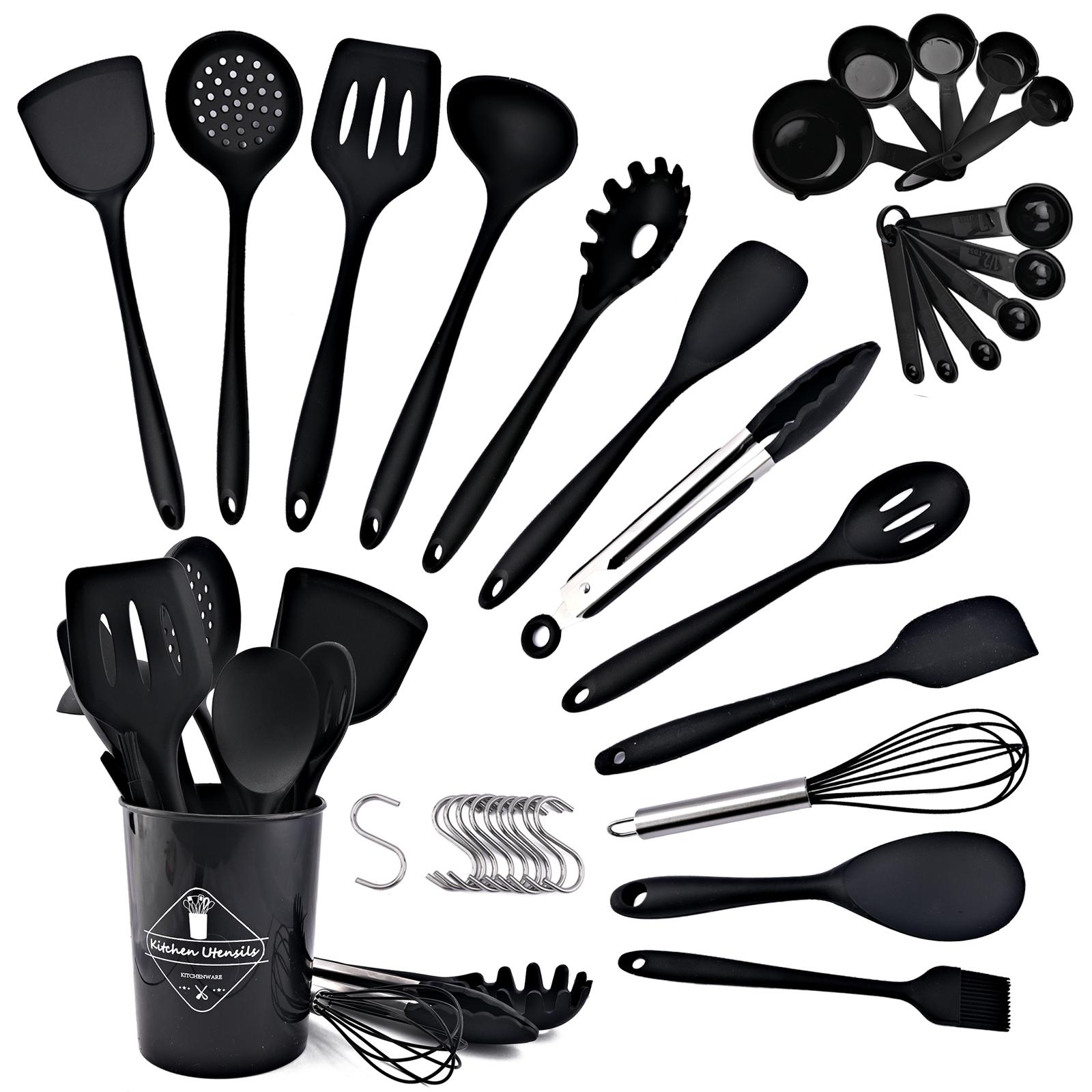 Black Silicone Cooking Utensils Set Non-Stick Spatula Shovel Soup Spoon Cooking Tools Set BPA Free Kitchen Tool Accessories
Black Silicone Cooking Utensils Set Non-Stick Spatula Shovel Soup Spoon Cooking Tools Set BPA Free Kitchen Tool Accessories
