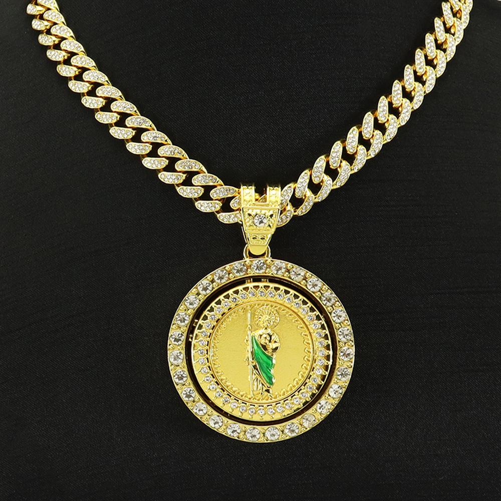 Men s Hip Hop Rotatable St. Jude San Judas Pendant Necklace with Cuban Chain Religious rotation Saint Jude Idol Pendants Jewelry
Men s Hip Hop Rotatable St. Jude San Judas Pendant Necklace with Cuban Chain Religious rotation Saint Jude Idol Pendants Jewelry