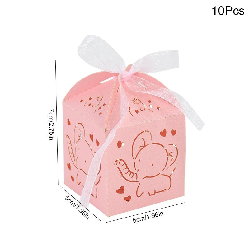 10 шт. Коробка для конфет в форме слона с лазерной резкой, полая, сувениры, подарочные коробки с лентой, принадлежности для упаковки для детского праздника, дня рождения Other