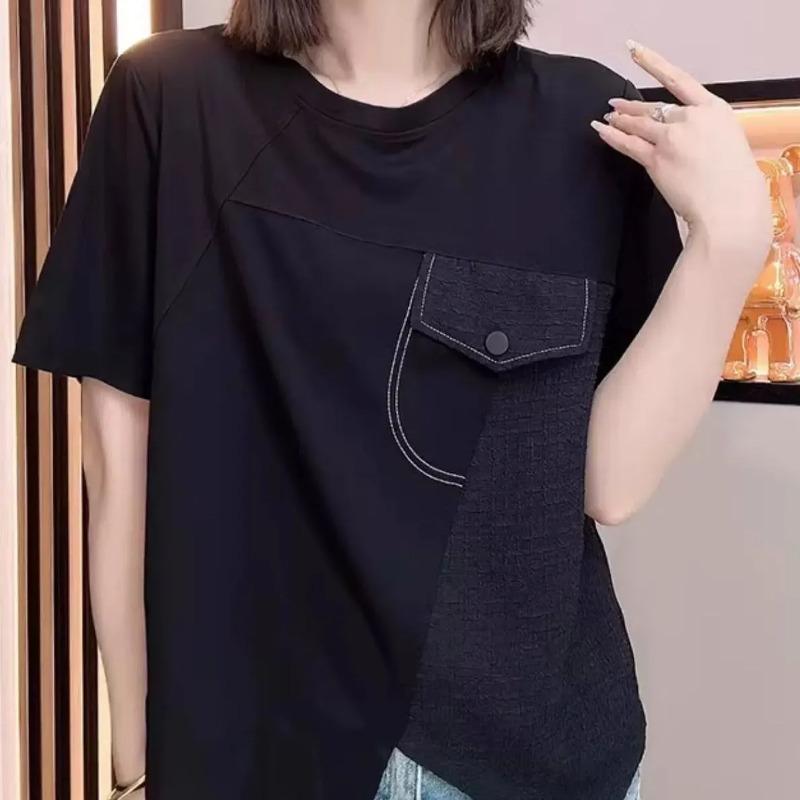 Large Size Cotton Irregular Short-sleeved T-shirt Women s Summer New Fashion Round Neck Loose Slimming Top 5XL чорний
Large Size Cotton Irregular Short-sleeved T-shirt Women s Summer New Fashion Round Neck Loose Slimming Top 5XL чорний