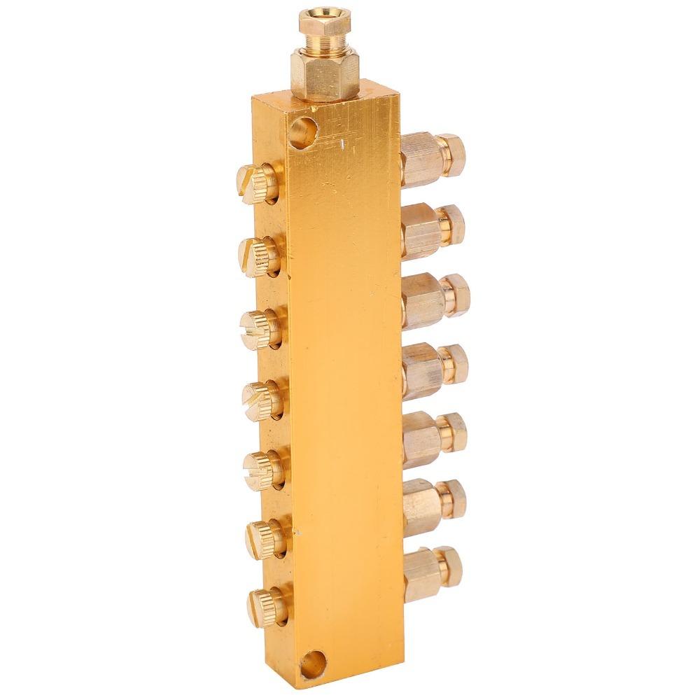 Brass Material Lubrication System Adjustable Design Separator Divider Valve CNC Machining Center 1 in 7 Out
Brass Material Lubrication System Adjustable Design Separator Divider Valve CNC Machining Center 1 in 7 Out