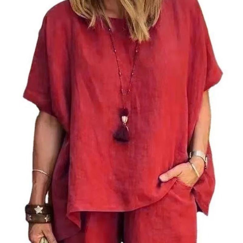 Summer Cotton Linen Suit Plus Size Casual Sportswear Temperament Fashion Loose Short-sleeved Top Shorts Two-piece Set XS красный
Summer Cotton Linen Suit Plus Size Casual Sportswear Temperament Fashion Loose Short-sleeved Top Shorts Two-piece Set XS красный