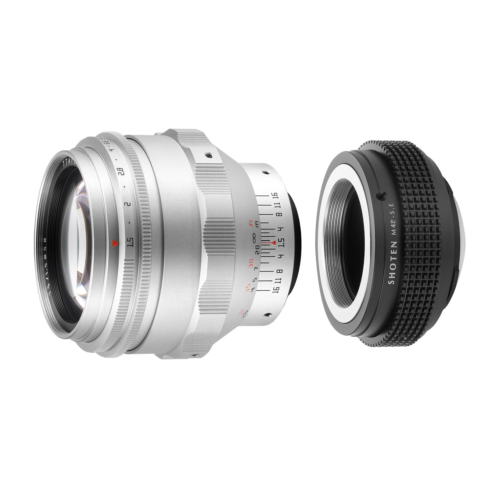 TTArtisan 75mm M42 Mount Medium Large Prime Silver SHOTEN Meisho Optical F1.5 Lens, Full-Frame, Telephoto, Aperture, Lens, + E-Mount Adapter, M42-SE,
TTArtisan 75mm M42 Mount Medium Large Prime Silver SHOTEN Meisho Optical F1.5 Lens, Full-Frame, Telephoto, Aperture, Lens, + E-Mount Adapter, M42-SE,