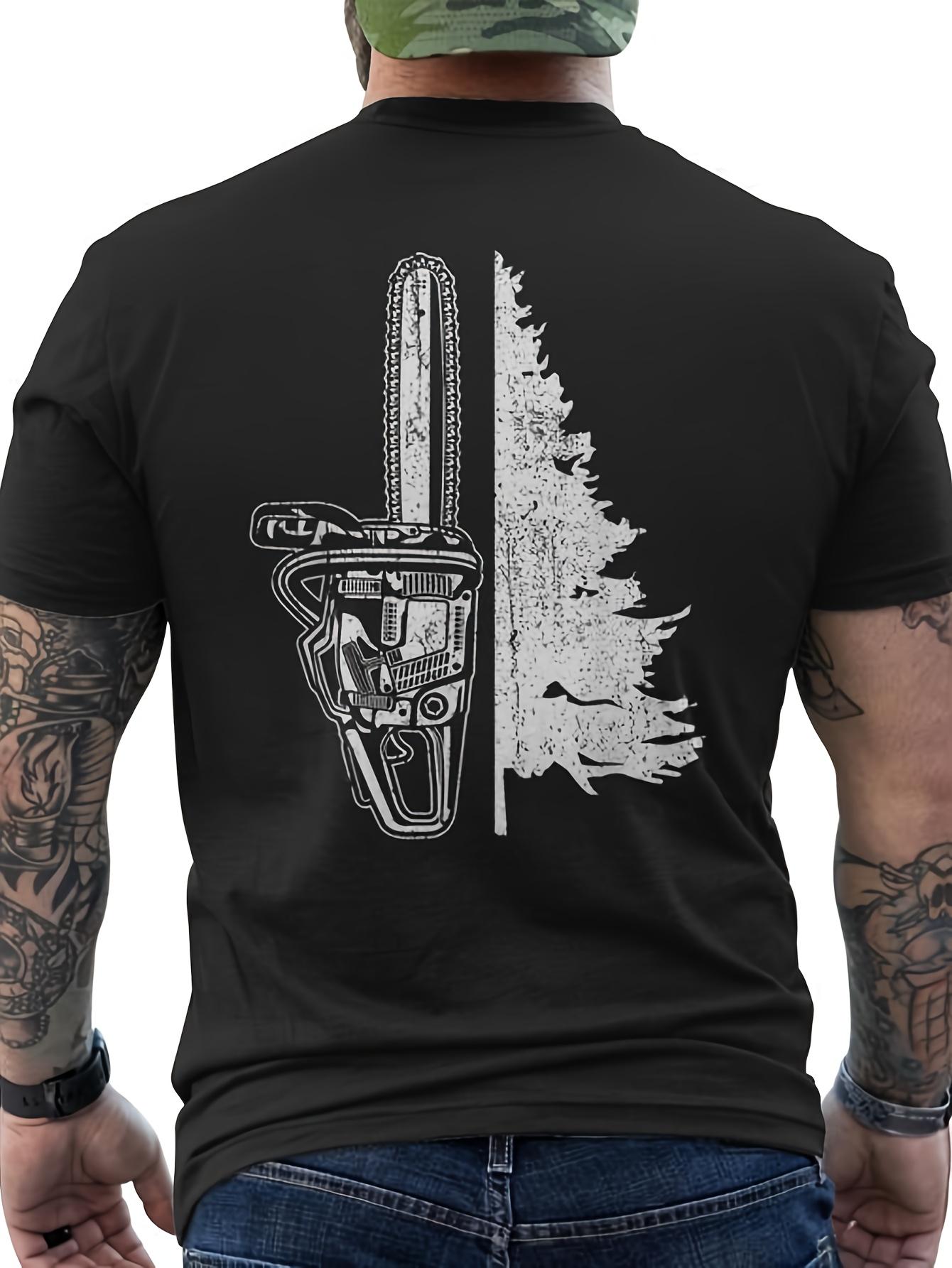 Men s Chainsaw Print T-Shirt- Featuring Chainsaw and Tree Patterns XXXXL
Men s Chainsaw Print T-Shirt- Featuring Chainsaw and Tree Patterns XXXXL