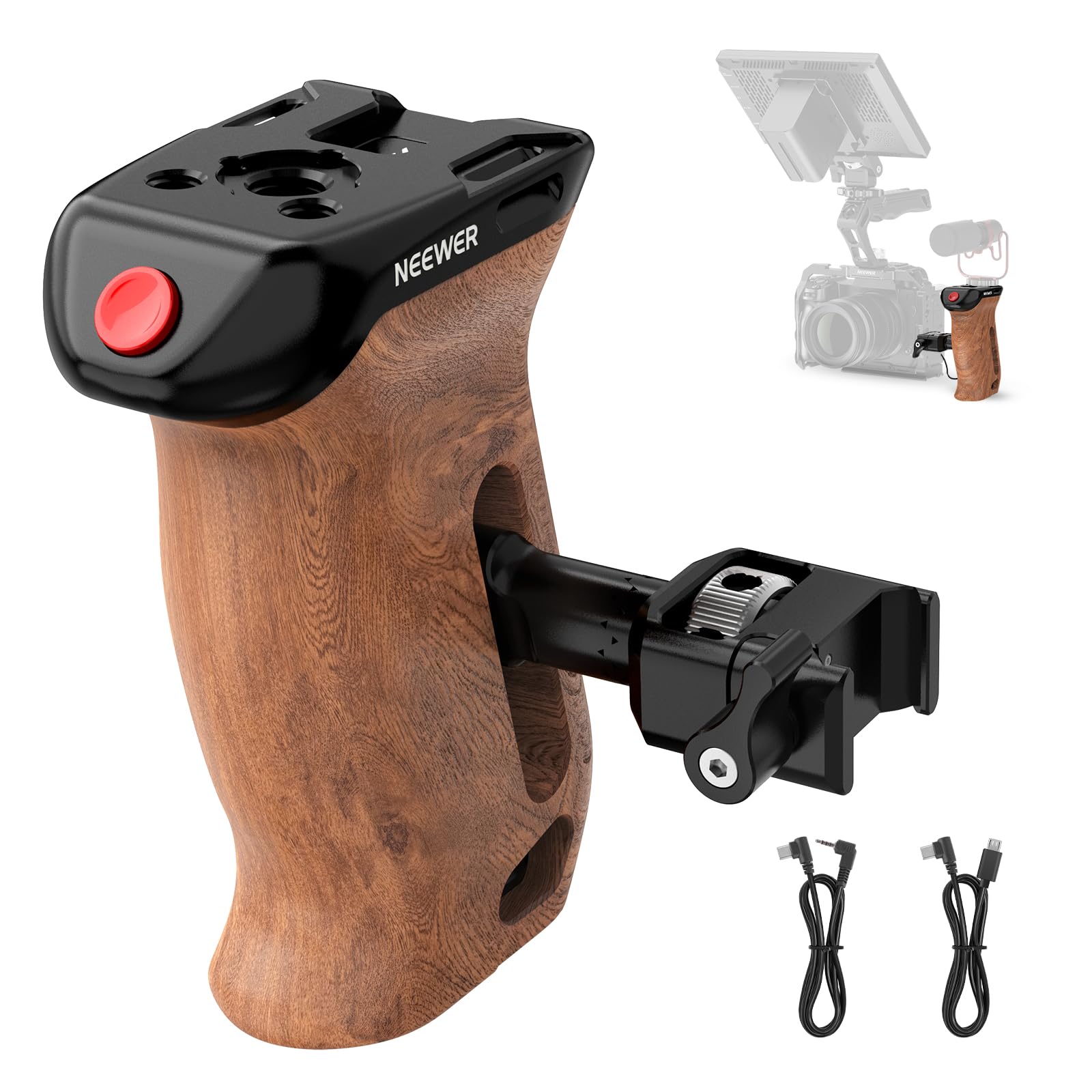 NEEWER Side Handle Side Hand Grip Wood with Record Remote Clamp Vertically Adjustable Compatible SmallRig Camera Cage Fujifilm Panasonic CA123
NEEWER Side Handle Side Hand Grip Wood with Record Remote Clamp Vertically Adjustable Compatible SmallRig Camera Cage Fujifilm Panasonic CA123