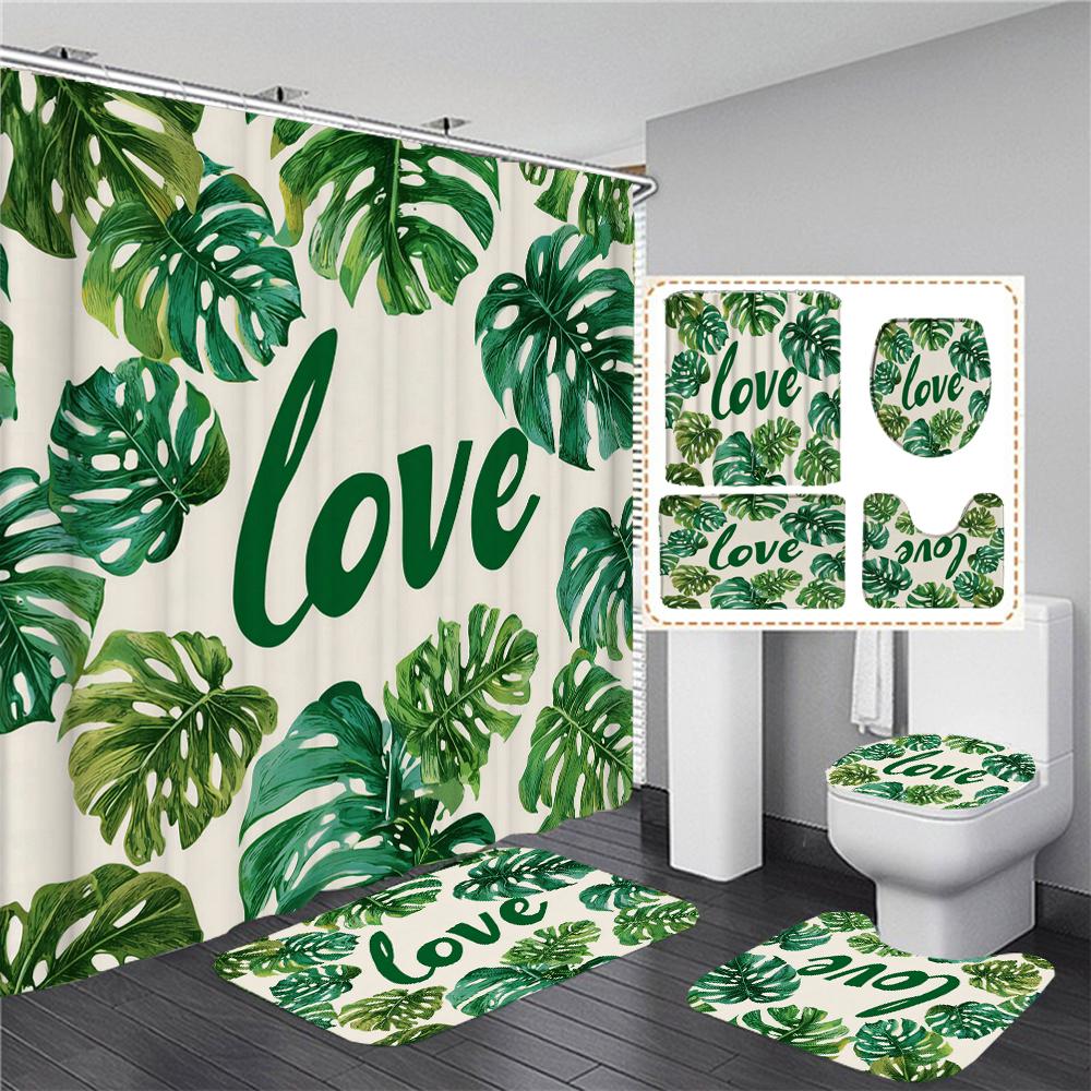 Green Leaves Printing Shower Curtain Tropical Plants Palm Leaves Bathroom Curtains Anti-Slip Bath Mat Set Toilet Rugs Carpet W60H190(CM)-1 Pcs
Green Leaves Printing Shower Curtain Tropical Plants Palm Leaves Bathroom Curtains Anti-Slip Bath Mat Set Toilet Rugs Carpet W60H190(CM)-1 Pcs