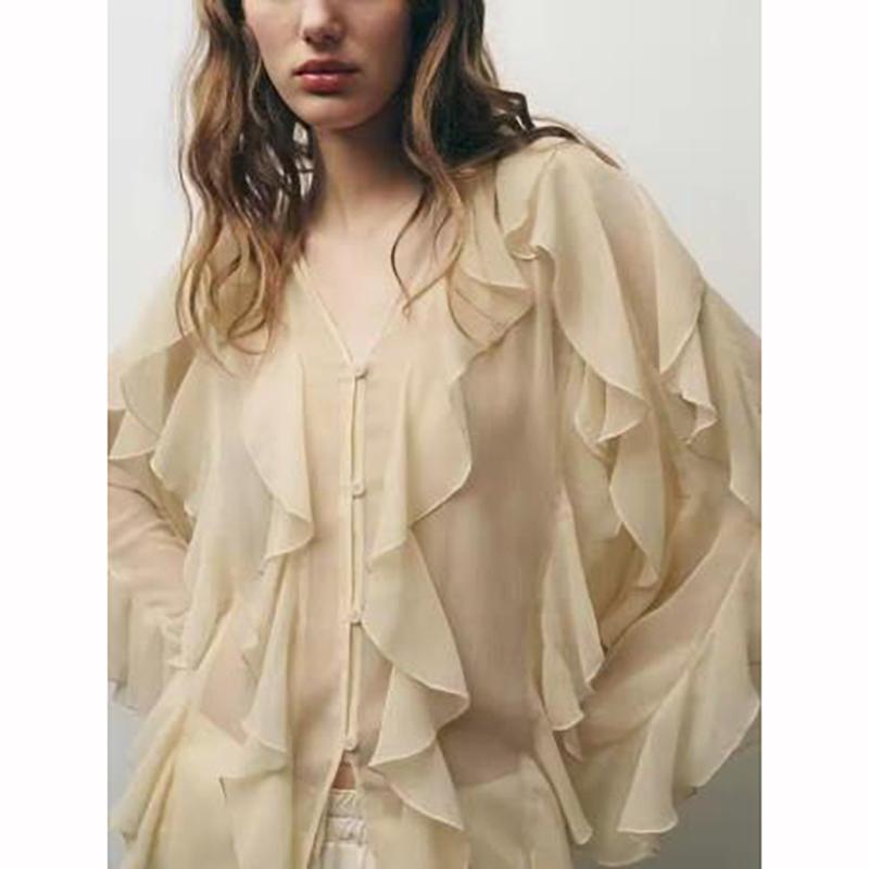 Summer Sexy Women s Translucent Ruffles Blouses Fashion V Neck Tierred Causal Beach Style Shirts XS
Summer Sexy Women s Translucent Ruffles Blouses Fashion V Neck Tierred Causal Beach Style Shirts XS