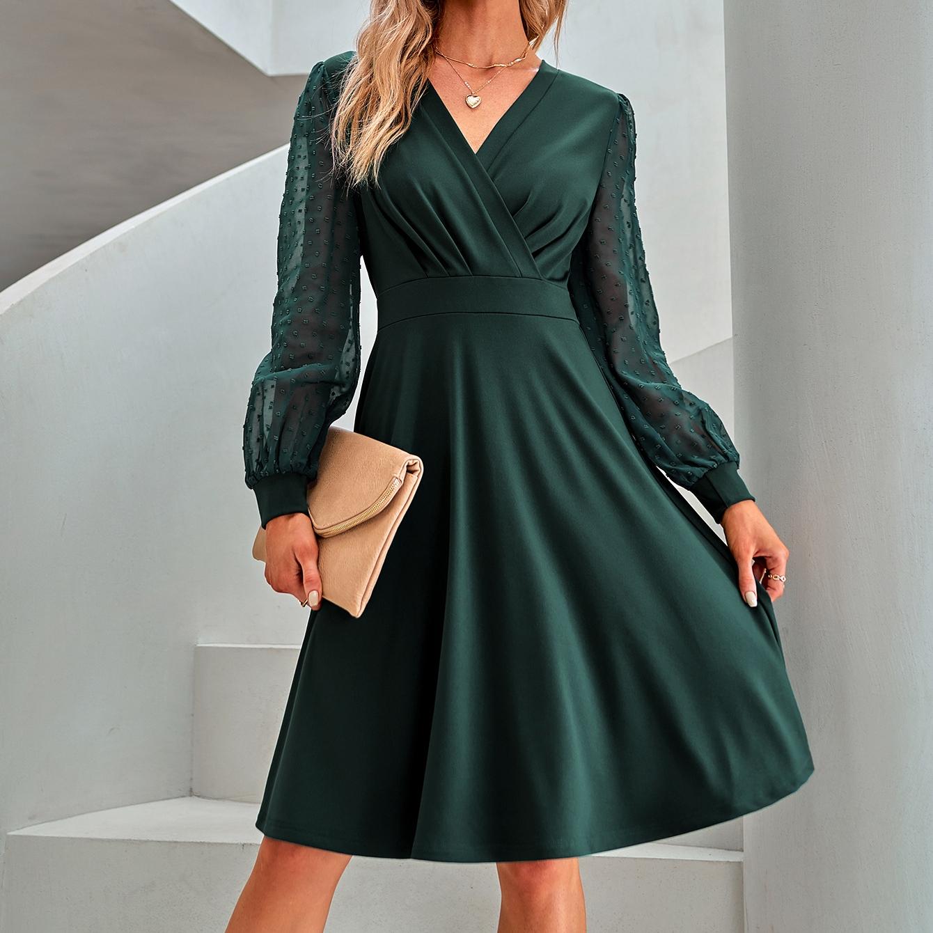 GMXIA Женская мода весна-осень однотонный принт длинный рукав V-образный вырез высокая талия повседневные платья XL зелёный
GMXIA Женская мода весна-осень однотонный принт длинный рукав V-образный вырез высокая талия повседневные платья XL зелёный