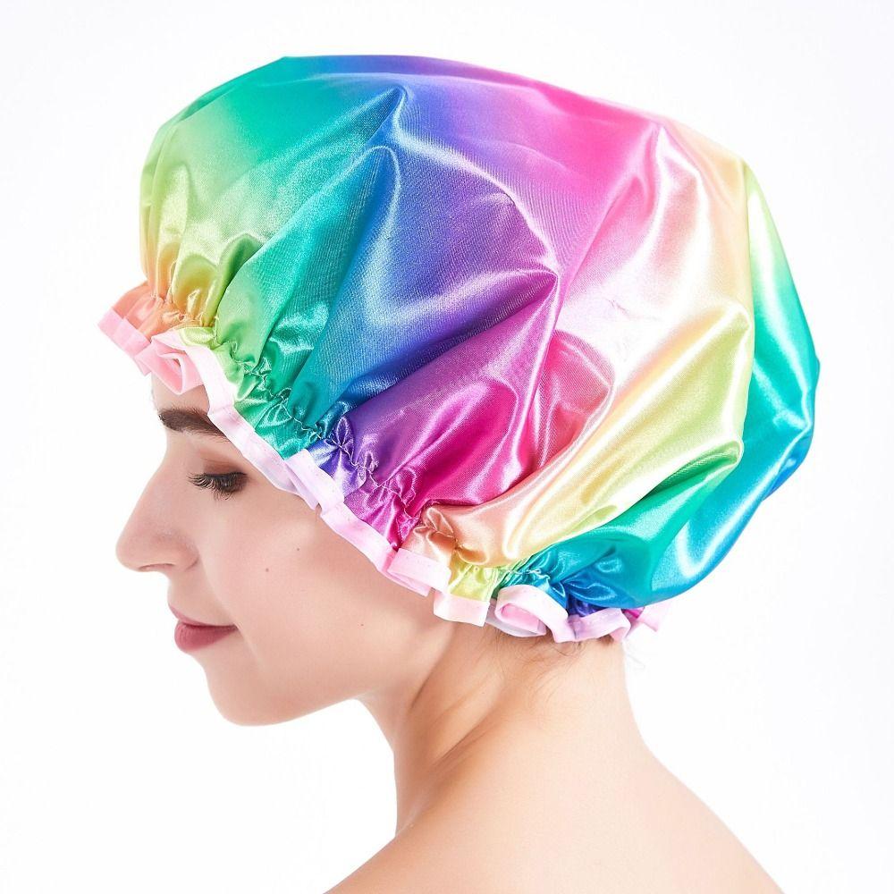 Colorful Waterproof Bath Hat Double Layer Rainbow Waterproof Shower Cap Fashionable Women/Girl
Colorful Waterproof Bath Hat Double Layer Rainbow Waterproof Shower Cap Fashionable Women/Girl