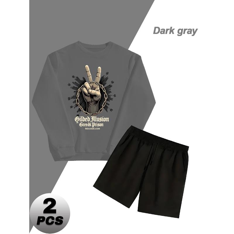 Crew Neck Sweatshirt Polyester 2 Piece Set with Relaxed Fit Shorts Gym Running Casual Wear XXL сірий
Crew Neck Sweatshirt Polyester 2 Piece Set with Relaxed Fit Shorts Gym Running Casual Wear XXL сірий