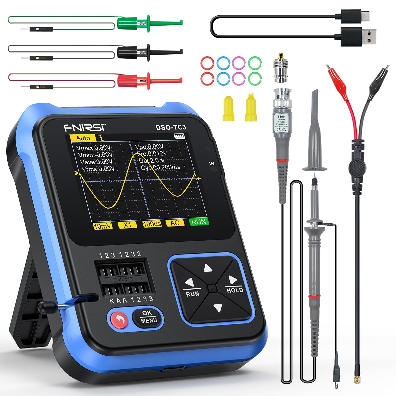 FNIRSI Oscilloscope 500kHz Bandwidth Sample Rate Support 3 in1 Handheld Digital Oscilloscope Transistor Tester Signal Generator Portable with
FNIRSI Oscilloscope 500kHz Bandwidth Sample Rate Support 3 in1 Handheld Digital Oscilloscope Transistor Tester Signal Generator Portable with