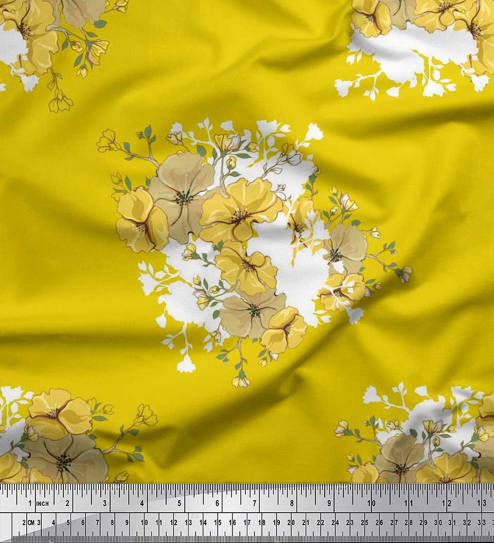 Тканина Soimoi Japan Crepe Satin Leaves & Wild Flower Floral Print Тканина на метри 42 дюйма 42 Inch Wide - Poly Crepe жовтий
Тканина Soimoi Japan Crepe Satin Leaves & Wild Flower Floral Print Тканина на метри 42 дюйма 42 Inch Wide - Poly Crepe жовтий