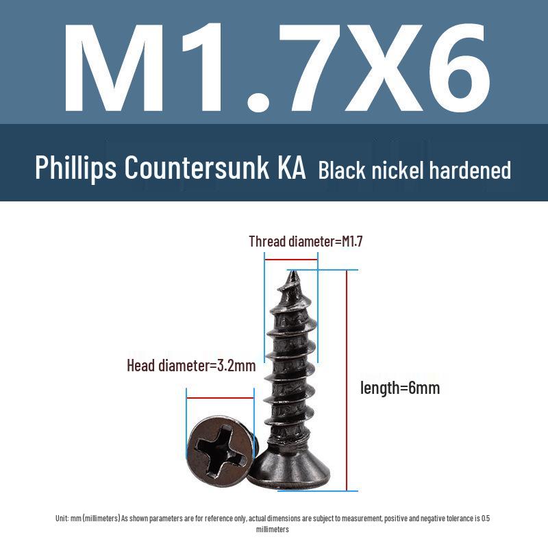 Yigu KA Black Nickel Hardened Carbon Steel Phillips Self-Tapping Flat Head Screws M1.7-M2.5
Yigu KA Black Nickel Hardened Carbon Steel Phillips Self-Tapping Flat Head Screws M1.7-M2.5