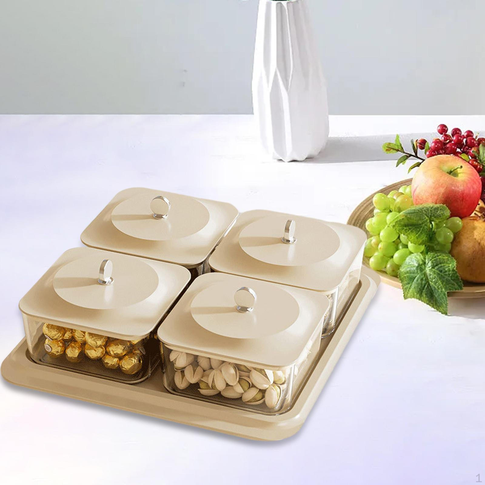 Тарелка для закусок, миска для конфет и орешков, ящик для хранения продуктов, съемный поднос для сухофруктов и крышка для 4 Grid