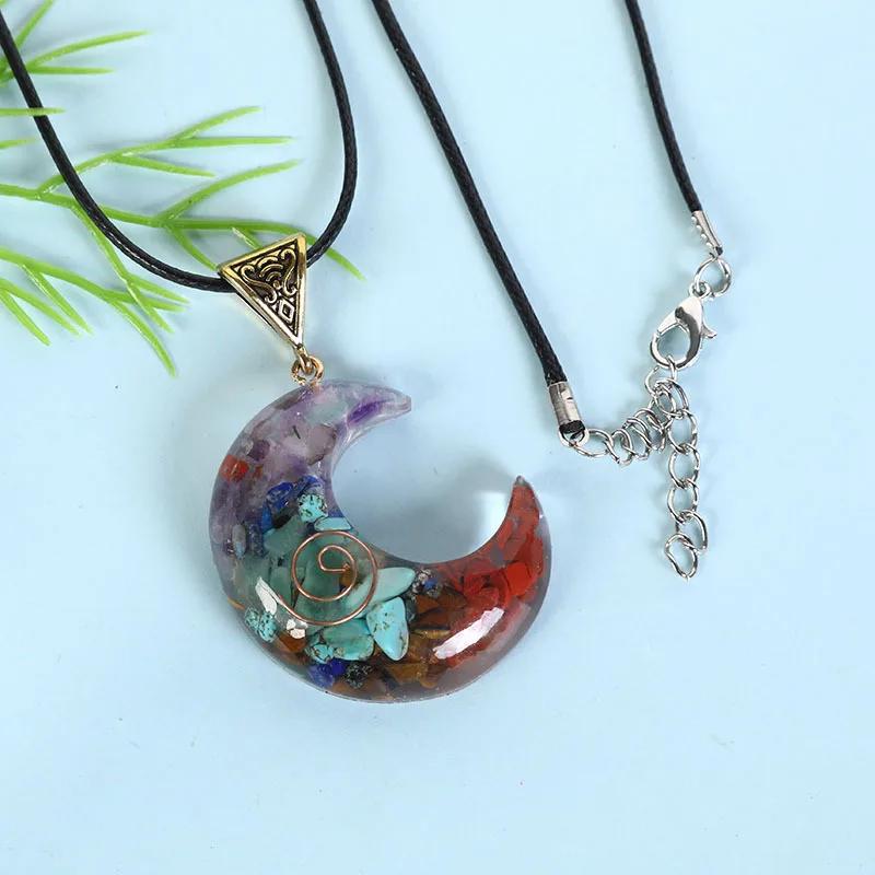 New Fashion Rainbow Crystal Stone Necklace Moon Pendant for Women Charm Acrylic Crescent Resin Mens Necklace Jewelry Wholesale
New Fashion Rainbow Crystal Stone Necklace Moon Pendant for Women Charm Acrylic Crescent Resin Mens Necklace Jewelry Wholesale