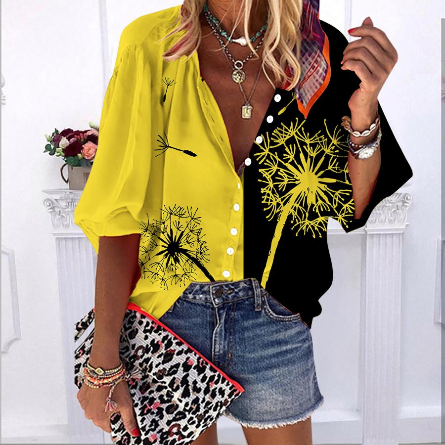 2023 Лето Осень Новые модные женские топы Оранжевый одуванчик с принтом до половины рукава Повседневная рубашка больших размеров на пуговицах с объемными рукавами L жёлтый
2023 Лето Осень Новые модные женские топы Оранжевый одуванчик с принтом до половины рукава Повседневная рубашка больших размеров на пуговицах с объемными рукавами L жёлтый