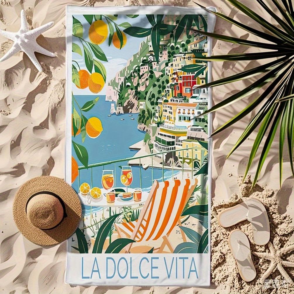 La Dolce Vita Italy Vintage Spritz Beach Towel - Ultra-Soft Microfiber, Quick-Dry, Coastal Scene with Oranges & Chairs W30*H60(CM)
La Dolce Vita Italy Vintage Spritz Beach Towel - Ultra-Soft Microfiber, Quick-Dry, Coastal Scene with Oranges & Chairs W30*H60(CM)