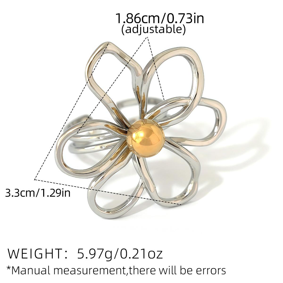 Exquisite Hollow Flower Design Stainless Steel Rings 18K Gold Plated Waterproof High Quality Ladies Zircon For Daily Etc resizable
Exquisite Hollow Flower Design Stainless Steel Rings 18K Gold Plated Waterproof High Quality Ladies Zircon For Daily Etc resizable